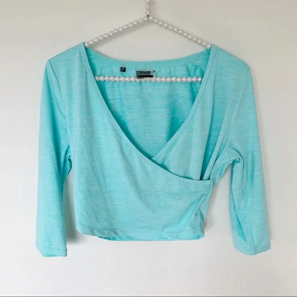 Gymshark Ballet Crop Top Pale Turquoise Marl - Picture 2 of 7